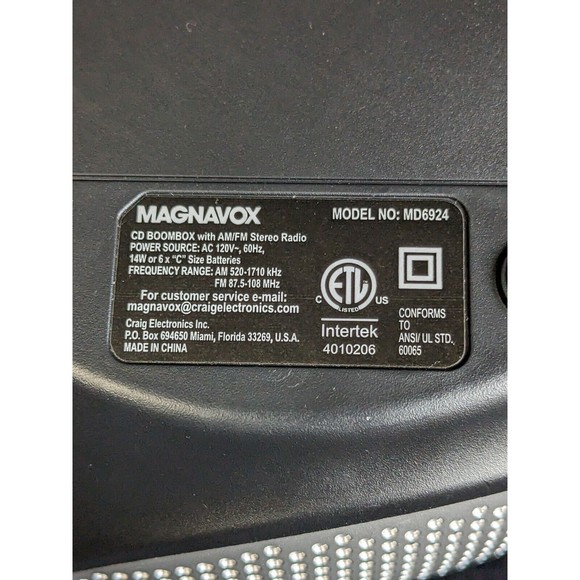 Magnavox Compact Disc Digital Audio AM FM Radio CD Player AC or Battery MD6924 - Picture 10 of 10